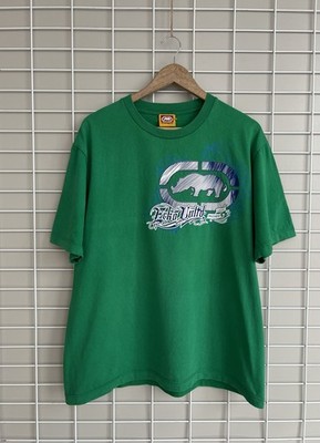 Ecko Untld Big Logo T-Shirt Herren Größe L/XL Grün Vintage Baumwolle Kurzarm Y2K
