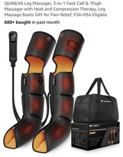 QUINEAR Leg Massager, 3-in-1 Foot Calf Thigh Massager with Heat and Compression