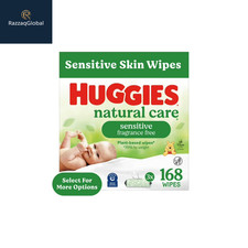 Huggies Natural Care Sensitive Baby Wipes, Unscented, 3 Pack, 168 Total Count