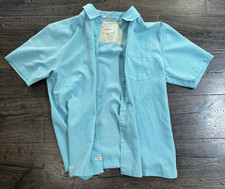 Quiksilver Waterman Collection Men  s Short Sleeve Shirt Blue Comfort Fit M