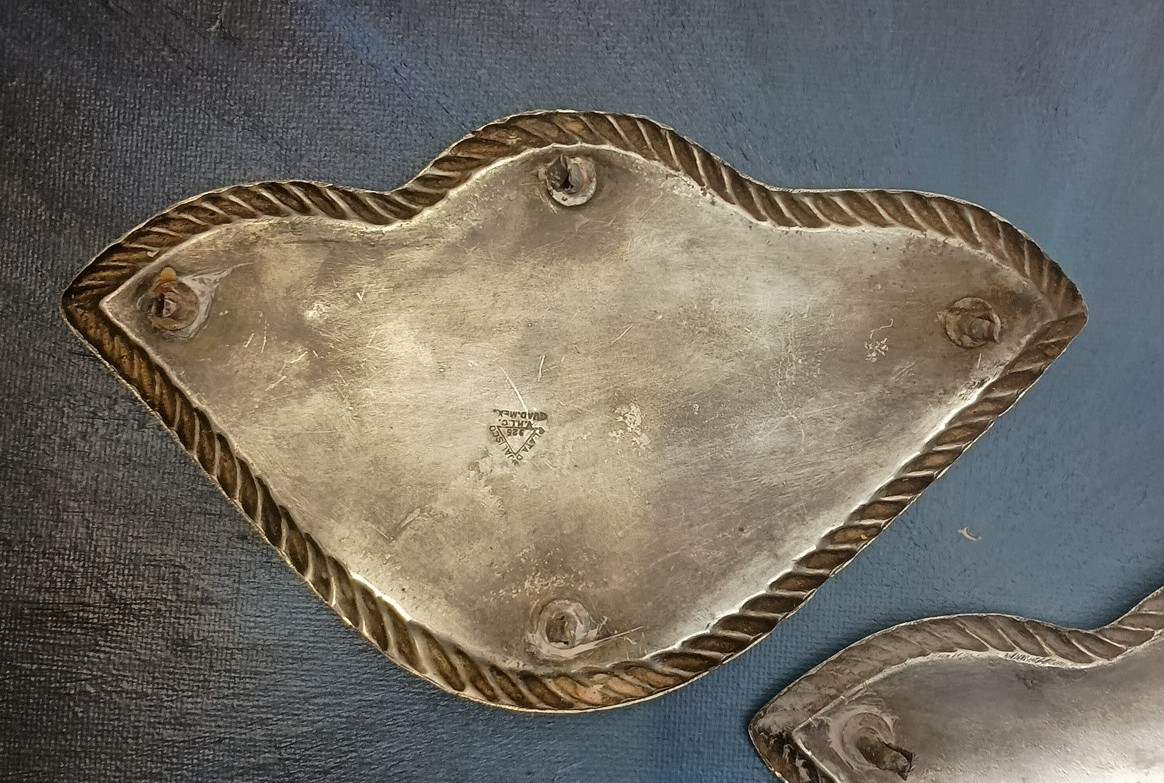 (2) Jalisco 925 Sterling Silver Western Saddle Corner Plates Floral Engraved