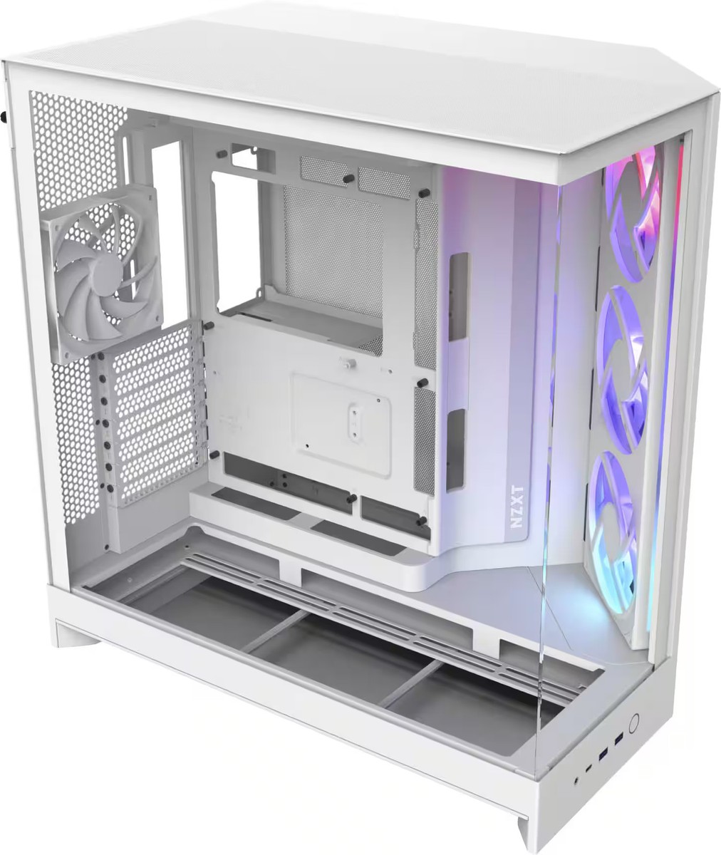 NZXT - H9 Flow RGB 2025 ATX Mid-Tower Dual-Chamber PC Case - White