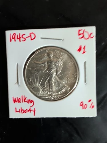 Pristine 1945-D Walking Liberty 90% Silver Half Dollar 50c Cent Fifty