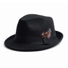 Short Brim Fedora Hats for Men  Women Felt Dress Panama Trilby Hats with Fea...
