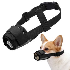 Dog Muzzle Soft Mesh Muzzle Mouth Guard Cover Black S
