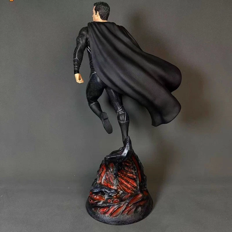DC Liga de la Justicia 1/4 Negro Superman Estatua Gk Resina Figura Base Iluminada Regalo Foto 3 de 4