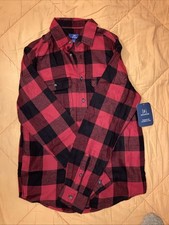 George Shirt Mens S 34-36 Red Buffalo Plaid Flannel Long Sleeve Button Down
