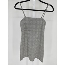Y2K Forever 21 Womens Sz S grey and white plaid mini dress with spaghetti straps