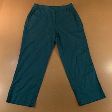 Banana Republic Womens Size Large Dark Green Linen-Blend Tapered Ankle Pant NWT
