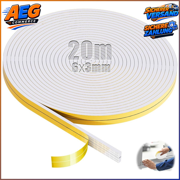 Moosgummi Selbstklebend Schaumstoffband 6Mm X 3Mm 20M Weiß Dichtungsband-image