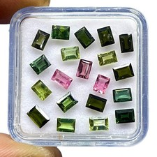 20 Pcs Natural Multi Tourmaline 3.8-4.4mm Baguette Cut Loose Untreated Gemstones