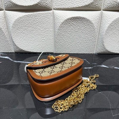 Gucci Bamboo 1947 Mini GG Canvas with Rhinestones & Leather Trim