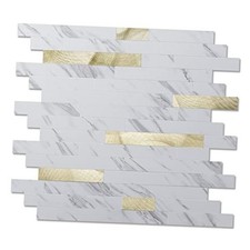 10-Sheet Peel and Stick 13.4" x 11.8" 10 Pcs-white Slate With Gold Studded