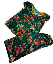 Women M Floral Two Piece Lounge PJ Set