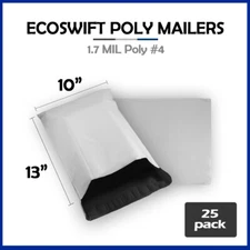 25 10x12 EcoSwift Poly Mailers Plastic Envelopes Shipping Mailing Bags 1.7MIL