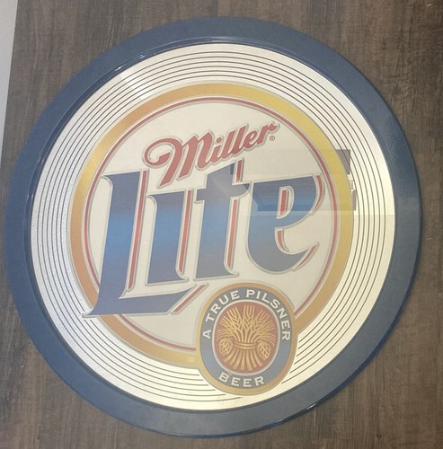 Selten Vintage Miller Lite Pilsner Bier Spiegel Bar Wandschild Männerhöhle 31,5" Durchmesser