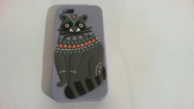 PRE OWNED SOFT CELL PHONE CASE ( WITH RACOON ON IT )