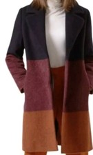 Hobbs Florence Colour Block Tri Colour Coat Wool Blend Size 8