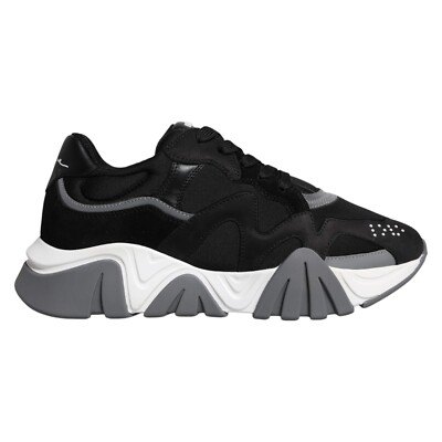 VERSACE Squalo Black Leather Neoprene Chunky Low Top Sneakers EU43 / US10 980usd