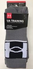 NWT 3 Pair Under Armour YLG 4-8Y Training Crew Socks Arch Support MD M 4-8 W 6-9