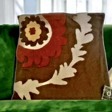 C & F Enterprise￼s Throw Pillow Cover Cotton Linen Floral Leaf Brown Orange 18”