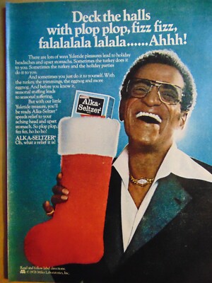 1979 SAMMY DAVIS JR. Alka-Selzer Plop Plop Fizz Fizz X-mas Time print ad