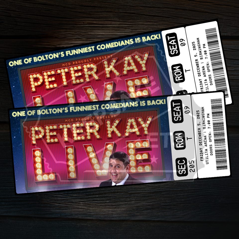 Peter Kay Live Mock Ticket Stand Up Comedy Tour 2025 Personalized