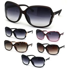 Womens Rhinestone Rectangle Plastic Diva Butterfly Sunglasses