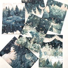 Green Tree Glitter Background Stickers Junk Journal Collage