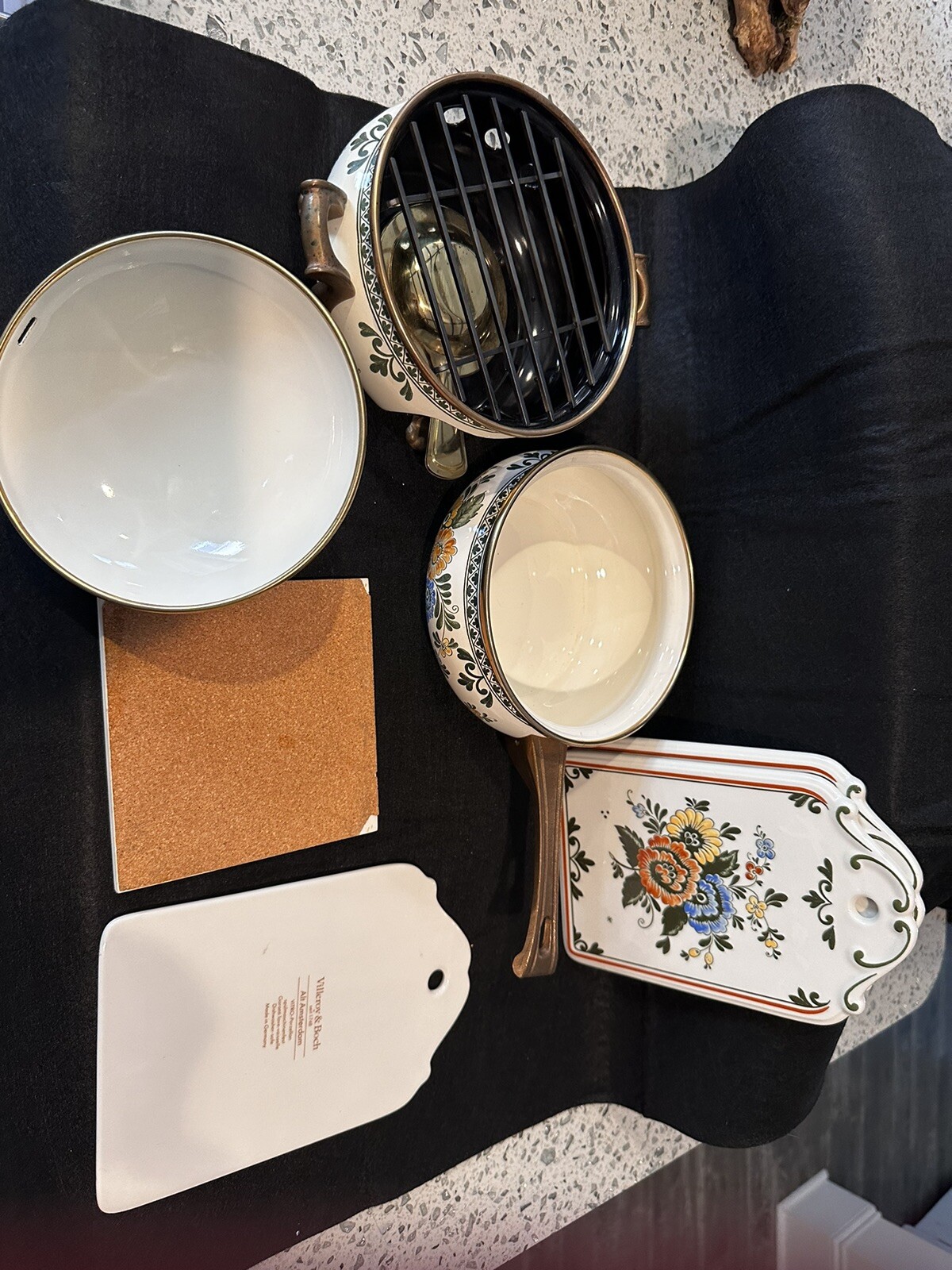 Asta German Cookware Fondue Pot Double Warmer Lid Villeroy Boch Hot