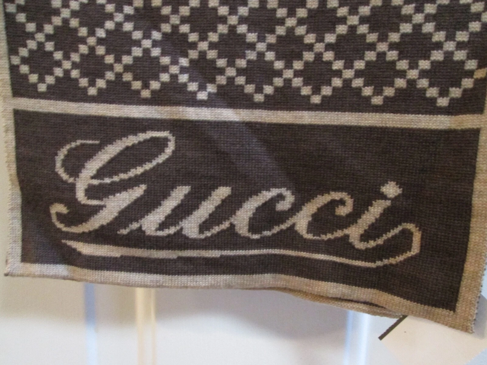 Silencieux/écharpe en laine mosaïque marron unisexe GUCCI 72