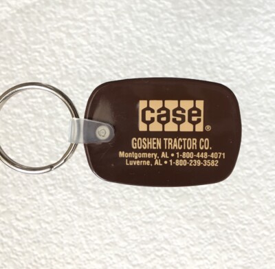 Vintage Dealer Keychain CASE GOSHEN TRACTOR CO Key Fob Ring ALABAMA Advertising