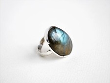 Solid 925 Sterling Silver Natural Labradorite Ring Gemstone Jewelry For Her K 31
