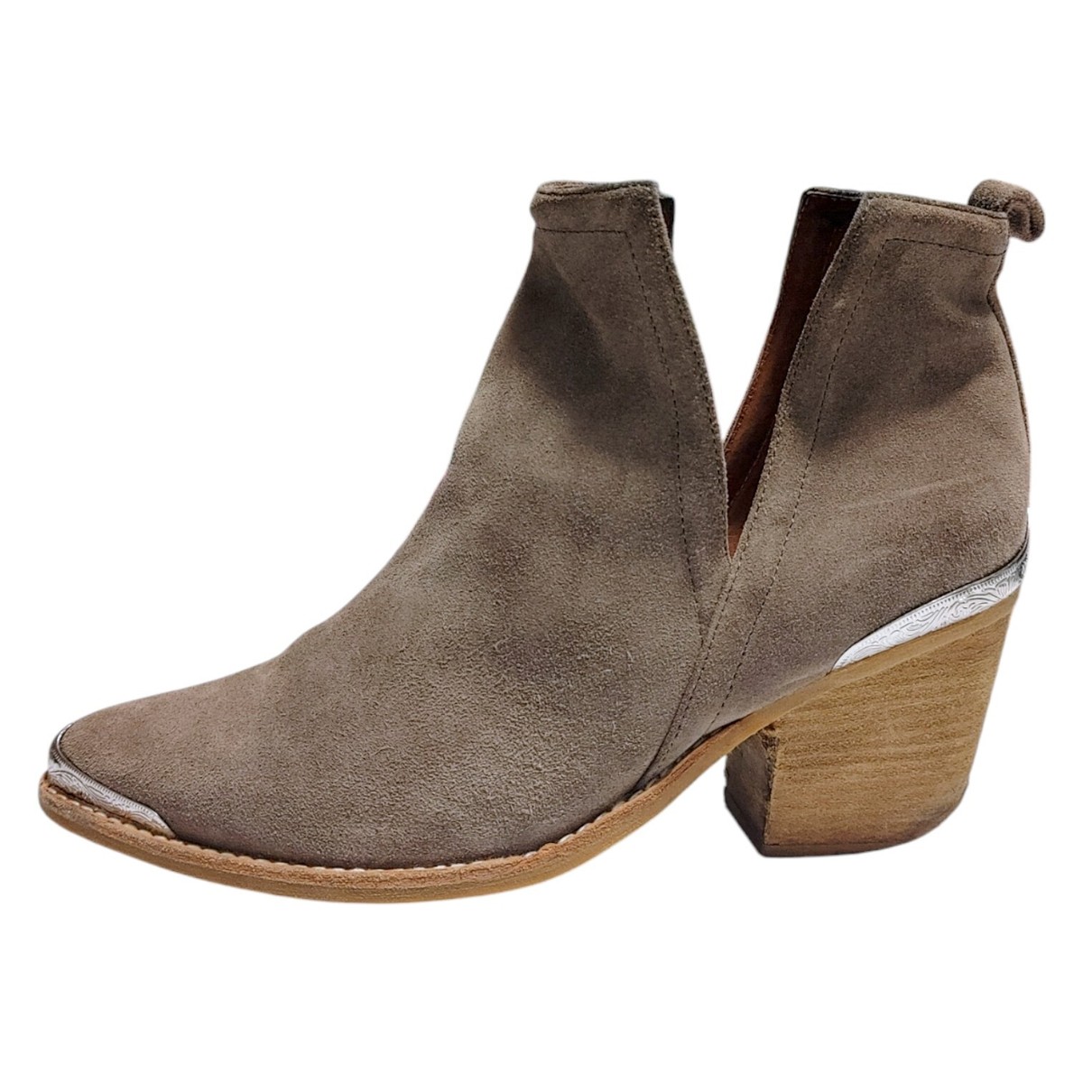 Jeffrey Campbell Cromwell Taupe Cut Out Suede Pointed Toe Boots Women's  Size