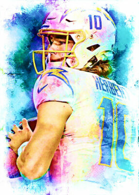 2022 JUSTIN HERBERT SDC 1/1 MASTERPIECE ART SKETCH CARD ARTIST SIGNED