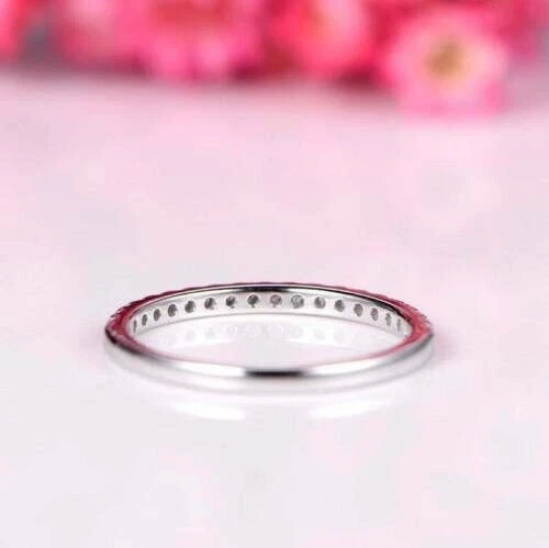 Anillo de aniversario 0,40 quilates alianza de boda de moissanita blanca de o... - Imagen 4 de 4