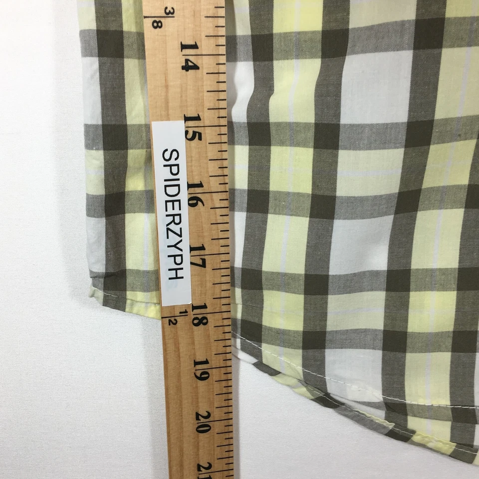 Faded Glory Shirt Boy's Medium (8) Yellow Short Sleeve Plaid Button Up - Image 2 of 4