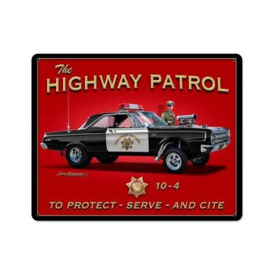 Larry Grossman Highway Patrol Dodge Polara HEMI Vintage Retro Blechschild Schild