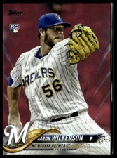 2018 Topps 378 Aaron Wilkerson Milwaukee Brewers RC Mother's Day Pink 06/50