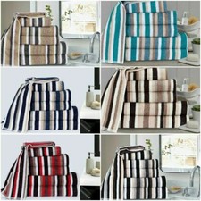 4 & 6 & 9 & 12 PCS STRIPE TOWEL BALE SET 100% EGYPTIAN COTTON SOFT TOWELS UK