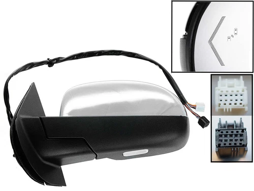For Power Folding Mirror BSD Arrow Signal 2009-14 TAHOE YUKON Chrome Driver Side
