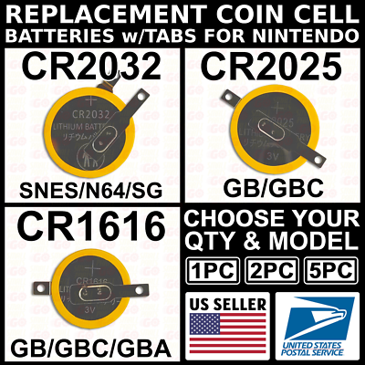 Save Battery Tabs For Pokemon Games – CR1616, CR2025, CR2032, Fits Game Boy, GBC, GBA, N64