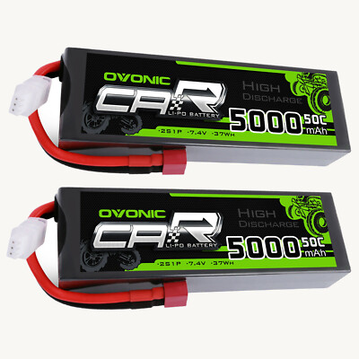 2x Ovonic 2S Lipo akku 7.4V 50C 5000mAh T für RC Auto LKW Buggy 1/10 Boot