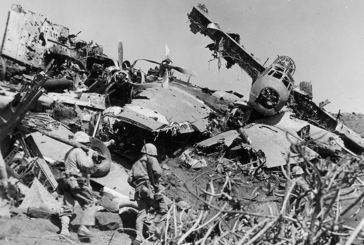 WWII Photo Iwo Jima Japanese Aircraft Wrecks World War Two