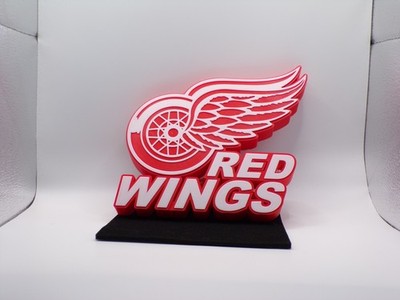Red Wings Fan Cave Sign, Detroit Hockey Decor, 3D Printed Inspired Fan Art