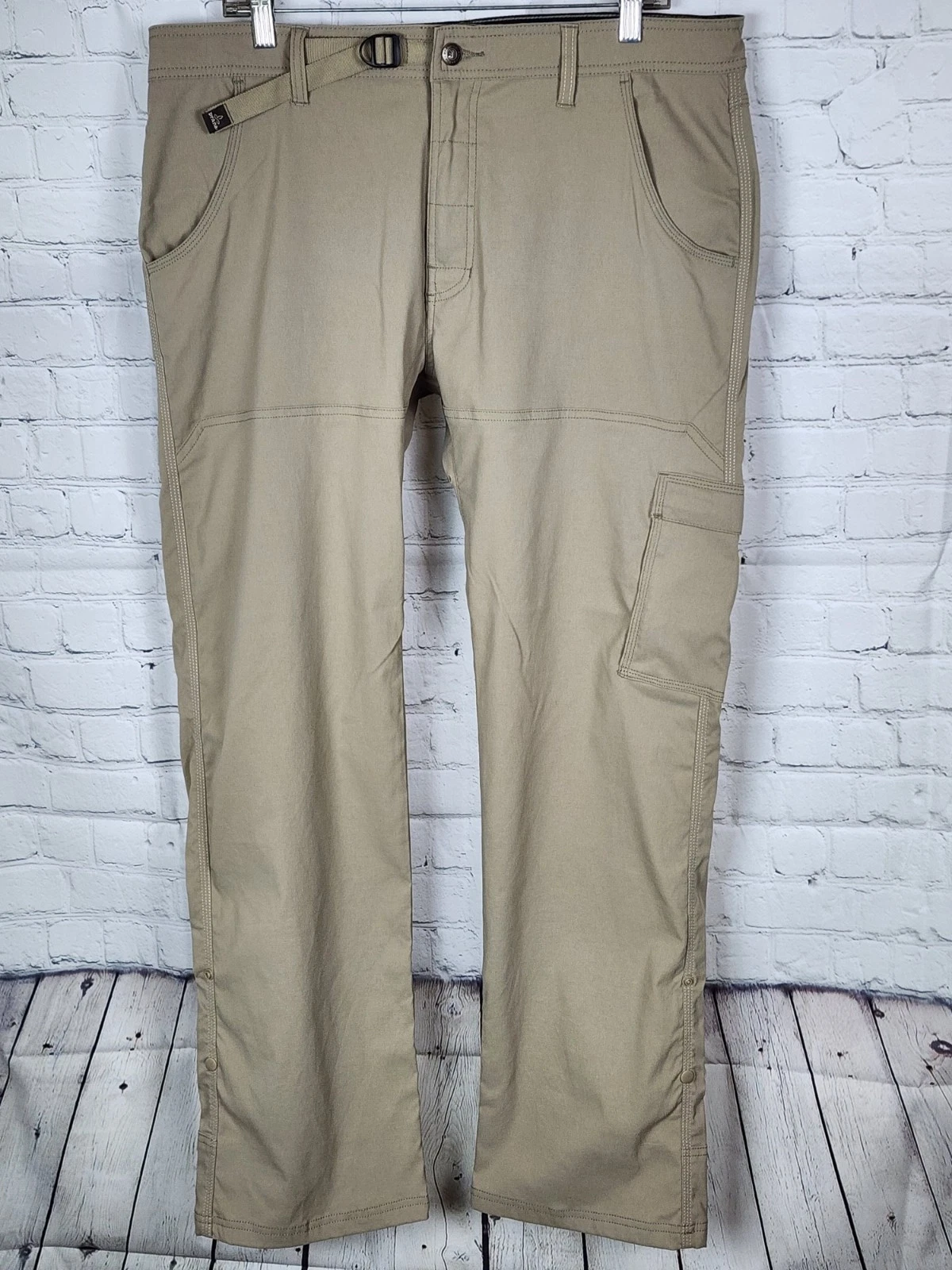 Prana Hiking Stretch Cargo Pants Mens Sz 36x32 Straight Leg Outdoor Tan Bottoms