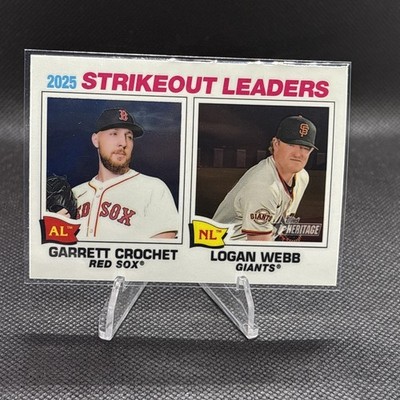Garrett Crochet/Logan Webb 2026 Topps Heritage Chrome Base #6 Strikeout Leaders