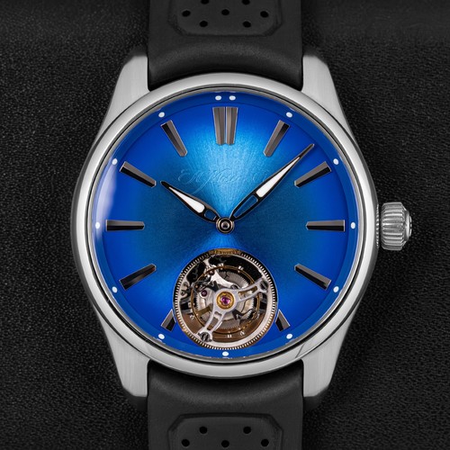 H. Moser & Cie Pioneer Tourbillon Steel Auto 40mm Blue Fume Watch 3804-1208