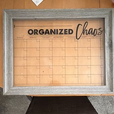 22x17 Framed Dry Erase Calendar Board Wall Mount Weekly Planner Organized Chaos