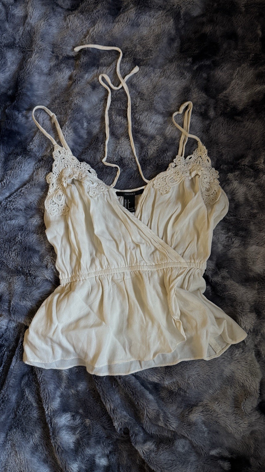 Forever 21 White Floral Crochet Blouse Embroidered Lace, Size SMALL